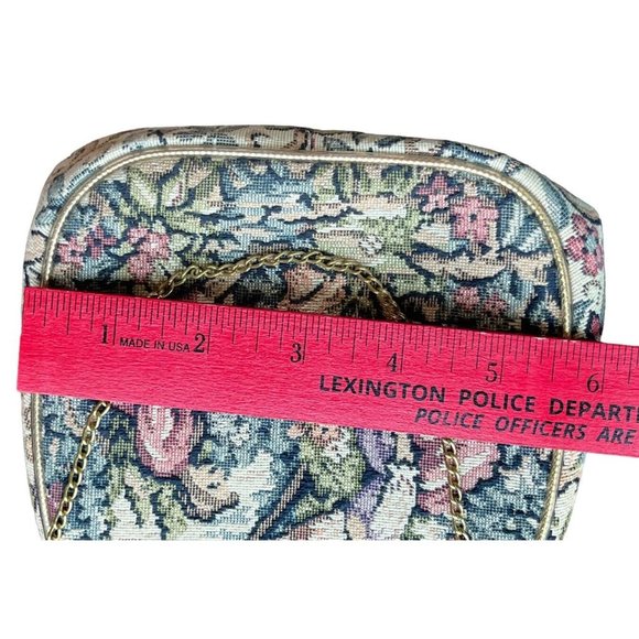 Vintage JR Miami Petite Point Tapestry Clutch Evening Bag Chain Handle 1950 - Picture 13 of 14
